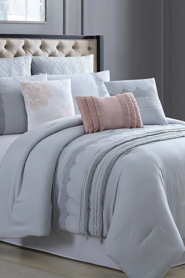 Modern Threads Rivera 8 Piece Embroidered Comforter Set Grey