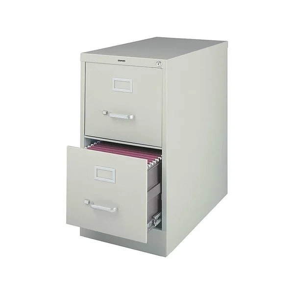 Staples - Vertical filing cabinet - 2 drawers - metal - light gray, silver accents