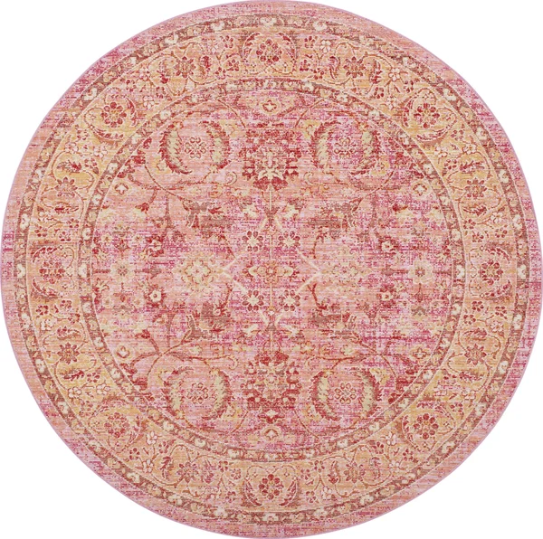 Safavieh WDS341B Windsor Pink, Orange Area Rug - 6& x 6& Square