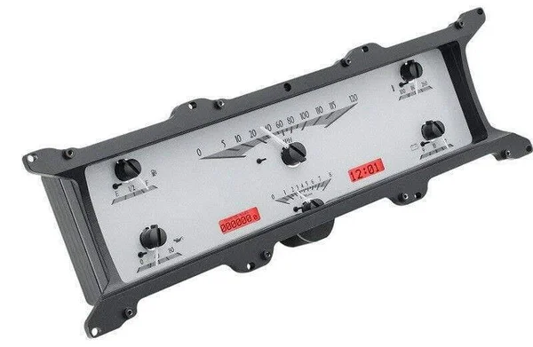 Dakota Digital 67-72 Ford Pickup Analog Gauge System Silver Red VHX-67F-PU-S-R
