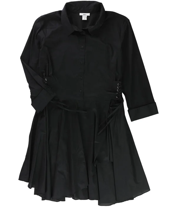 Bar III Womens Half Button Flounce Shirt Dress