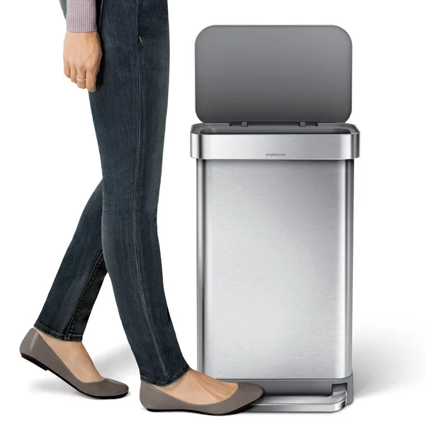Simplehuman Trash Can, Rectangular Step Can, 45 Liter