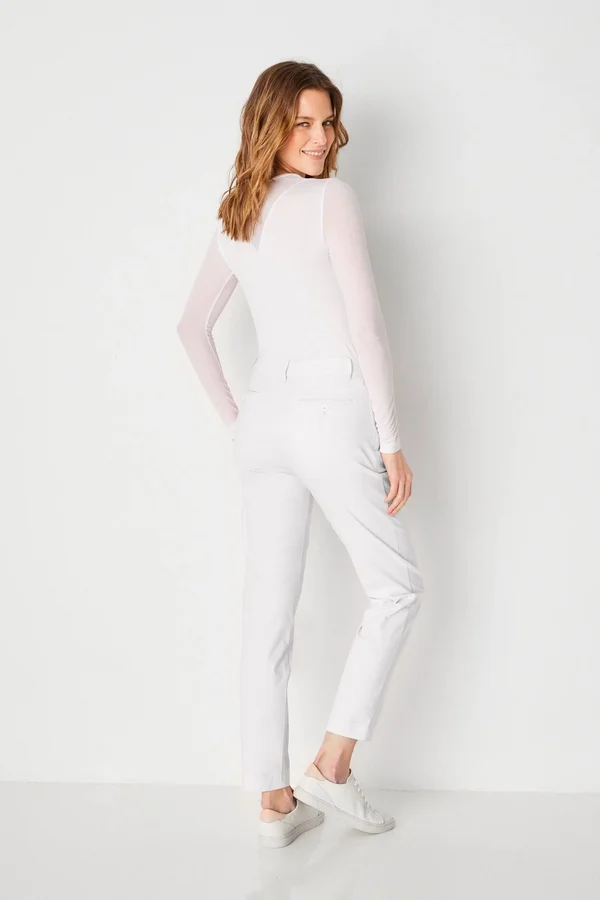 Thea Curvy Straight Leg Pants, White, L, Best Women's Travel Clothing