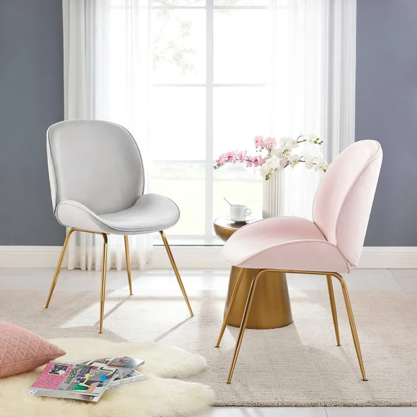 Art Leon Velvet Accent Chair Modern Upholstered Dining Chair, Blue, Size: One Size