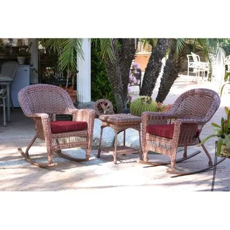Starner 3 Piece Conversation Set Frame Color: Honey, Fabric: Red