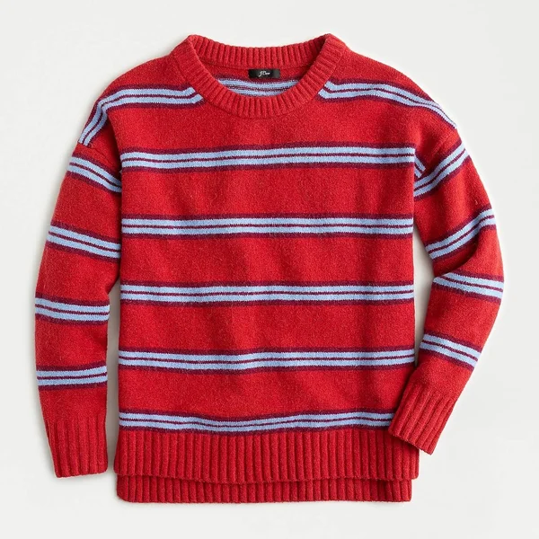 J.Crew Womens Oversized Striped Crewneck Sweater in Supersoft Yarn