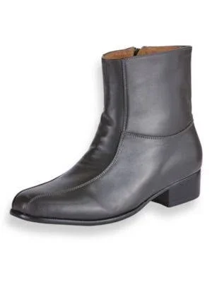 Irvine Park Men's Side-Zip Leather Dress Boots - Grey 12 W Wide