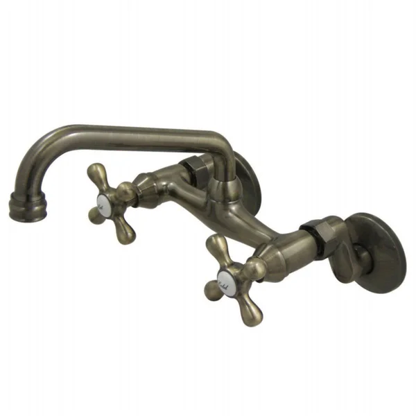 Kingston Brass Ks213sb Magellan 6x22 Adjustable Center Wall Mount Kitchen Faucet - Brushed Brass