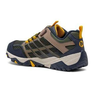 Merrell Kid's Moab FST Low A/C Waterproof Sneaker, Size: 5.5, Navy/Taupe/Olive