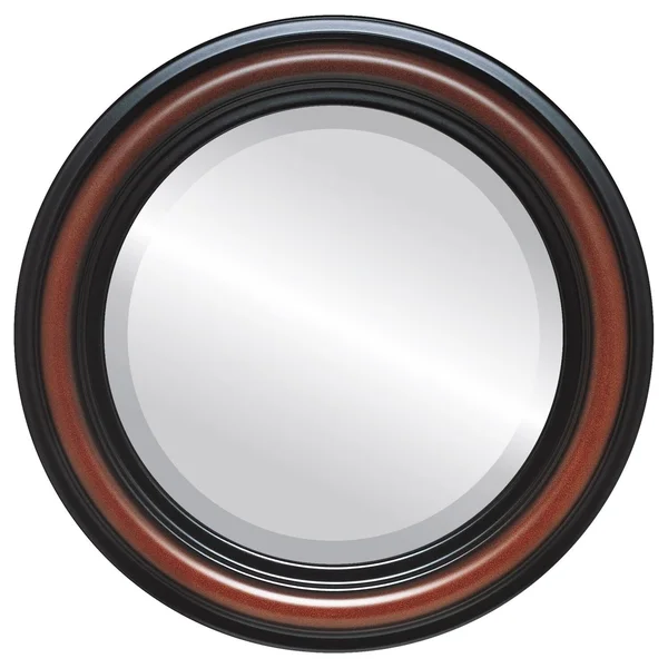 Philadelphia Framed Round Mirror in Rosewood - Red (Red - 17x17)