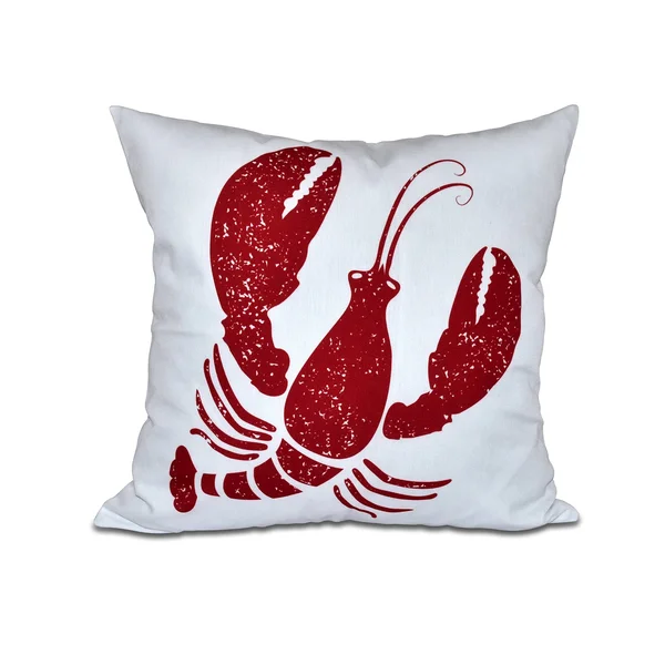 Contemporary Home Living 16x22 Winter White and Red Lobster Outdoor Throw Pillow - Down Alternative Filler