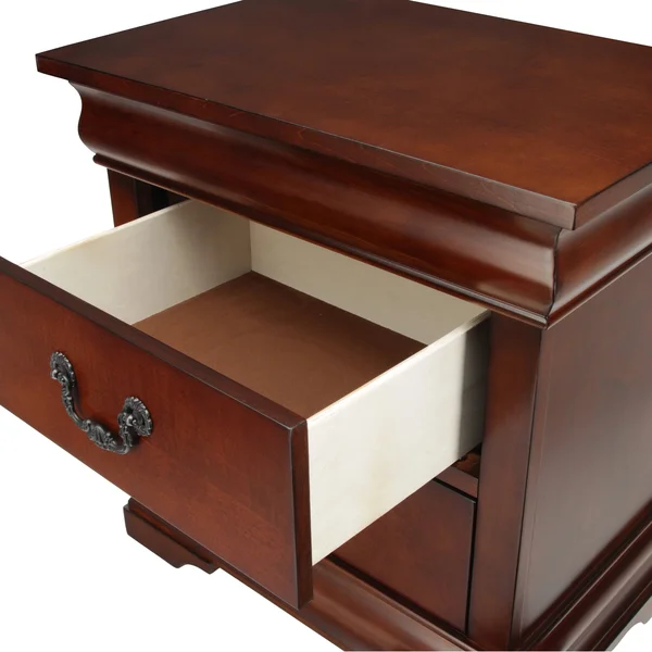 Furniture of America Foss English Cherry Solid Wood Nightstand - Brown Cherry - 2-Drawer
