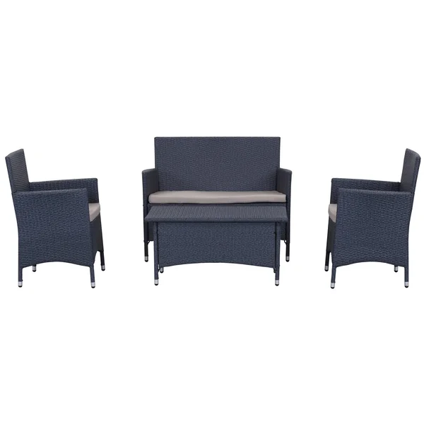Safavieh Figueroa 4 Piece Outdoor Set - Titanium - Sand