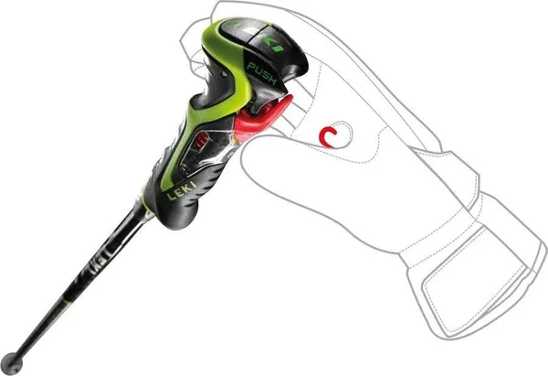 Leki Airfoil 3D Ski Poles Black Green, 125cm 50in