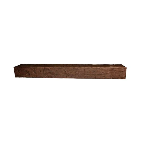 6 in. x 8 in. x 4 ft. Walnut Hand Hewn Faux Wood Cap-Shelf Mantel
