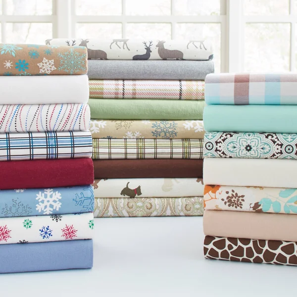 Pointehaven Solid or Print Cotton Heavyweight Flannel Sheet Set - Size: Full, Beige