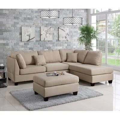 Hemphill Sectional with Ottoman Andover Mills Fabric: Sand