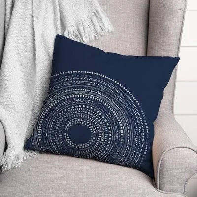 Circle Dot Outdoor Square Pillow Cover & Insert Langley Street Color: Blue
