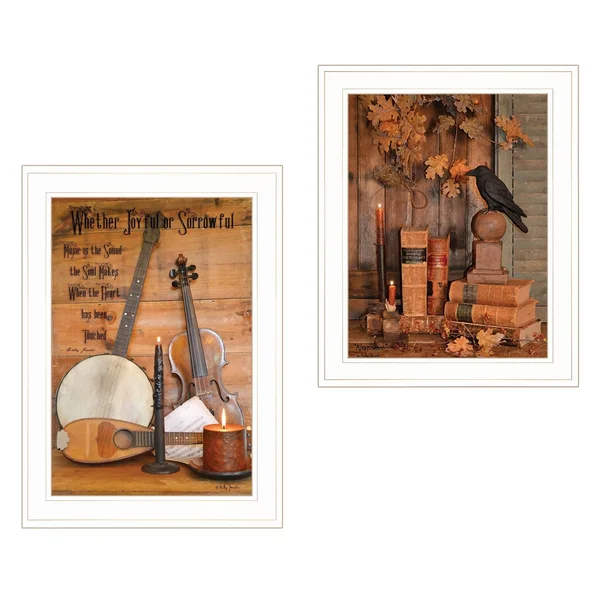 Music - Nevermore 2-Piece Vignette by Billy Jacobs, White Frame