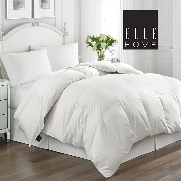 Elle Home Micro Fiber Solid Cover White Feather and Down Comforter - Size: Full/Queen