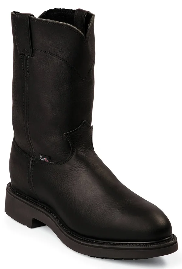 Justin Men's Conductor Black Steel Toe Work Boots - 4767 - Size 10.5