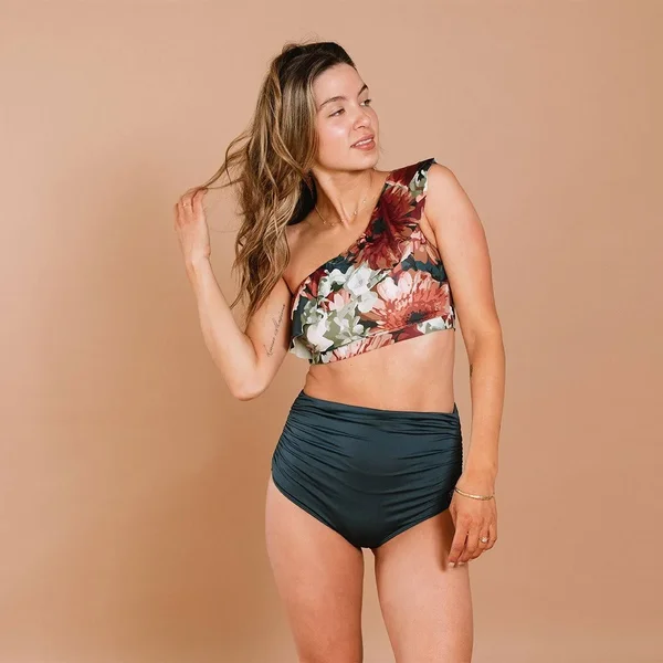 Women's Icon Wave Swim Crop Top Messina with SPF 45 Protection Floral Size 2XS, Nylon/Spandex, Albion Fit