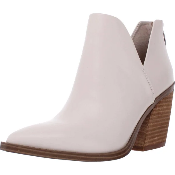 Steve Madden Alyse Womens Heeled Ankle Boots, Bone Leather