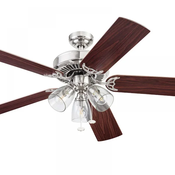 Better Homes & Gardens 52 inch Satin Nickel 3 Light - 5-Blade Ceiling Fan