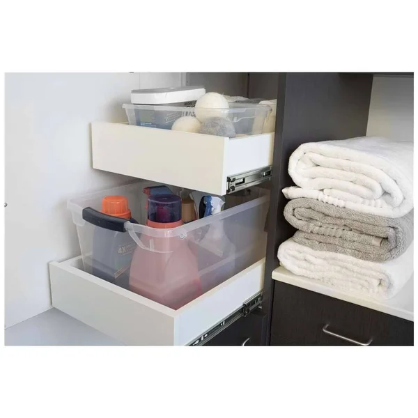 Rubbermaid Cleverstore 95 Quartt Latching Plastic Storage Container & Lid, Clear