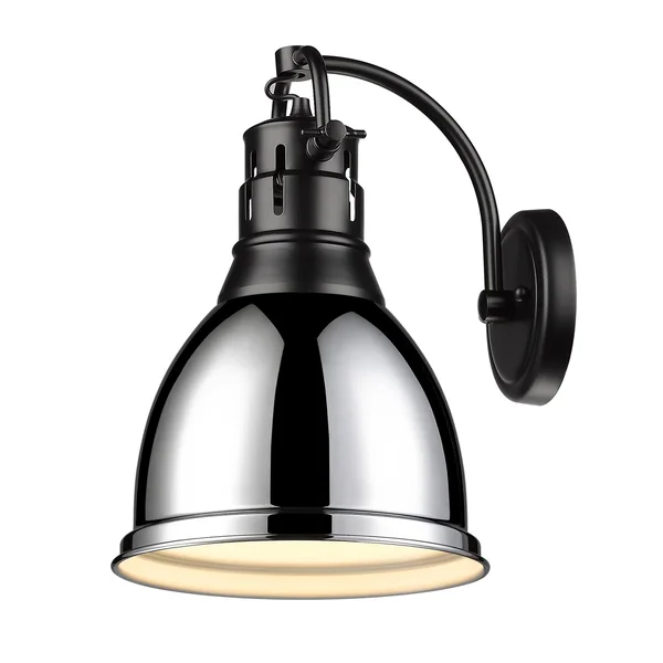 Golden Lighting 3602-1W BLK-AB Duncan 1-Light Wall Sconce in Matte Black
