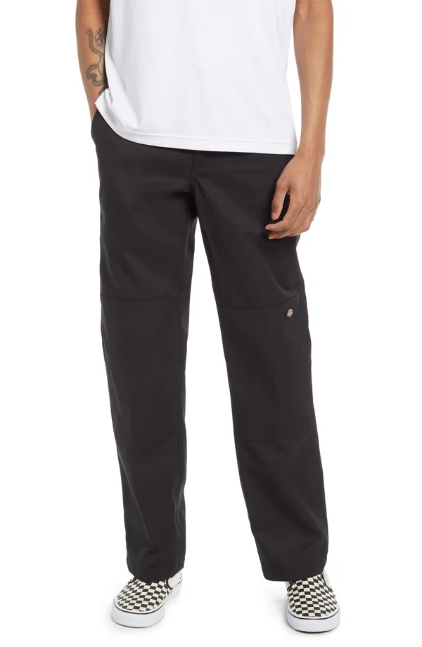 Men's Dickies Men's Flat Front Double Knee Pants, Size 34 x 32 - Black