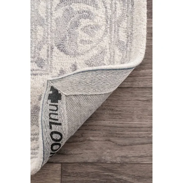 nuLOOM Krause Faded Floral Gray 2 ft. 6 in. x 12 ft. Indoor Runner Rug