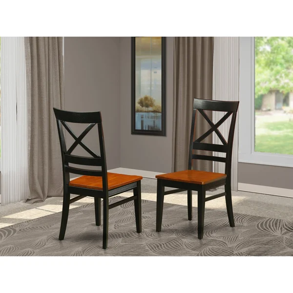 East West Furniture QUC Quincy X-Back Dining Chair (Set of 2), Buttermilk & Cherry