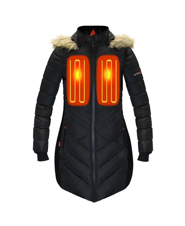 ActionHeat 5V Heated Long Puffer Jacket w/ Hood - Women's