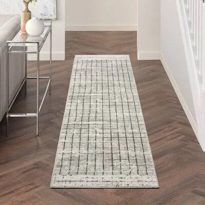 Turner Geometric Ivory/Gray Area Rug Industrial Lodge Home Rug Size: Runner 2&2x22 x 10&