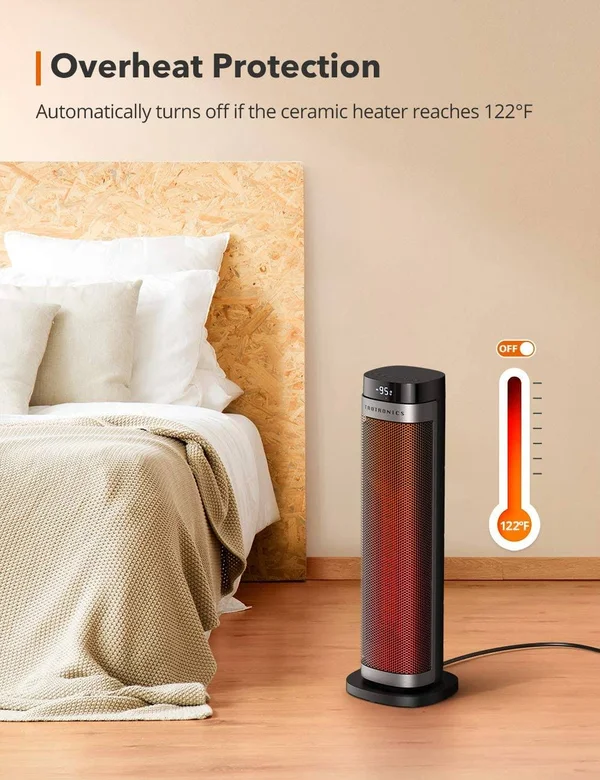 TaoTronics PTC Space Heater - 1500W Fast HEATING Ceramic, 24” High Tower Heater