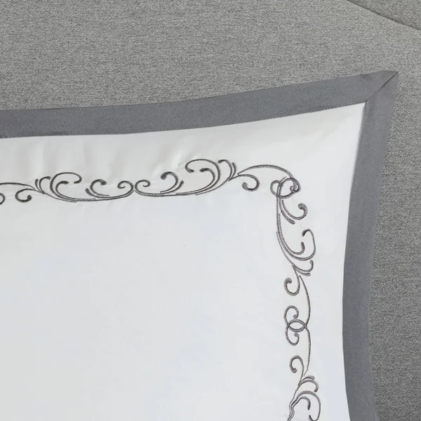 Madison Park Flourish 8 Piece Jacquard Comforter Set Gray, Cal King