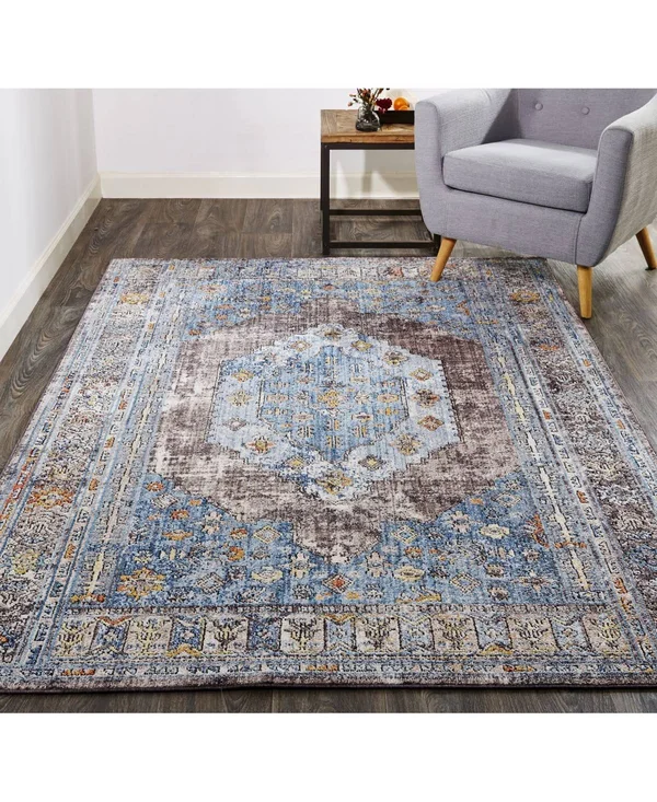 Weave & Wander Matana Blue/Multi 9&-5 inch x 12&-5 inch Area Rug
