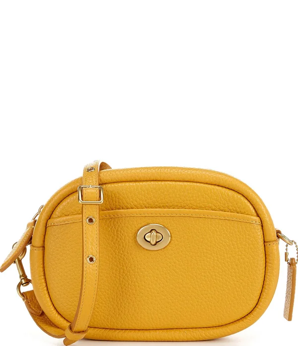 Coach Soft Pebble Leather Camera Crossbody Bag - Buttercup/Brass