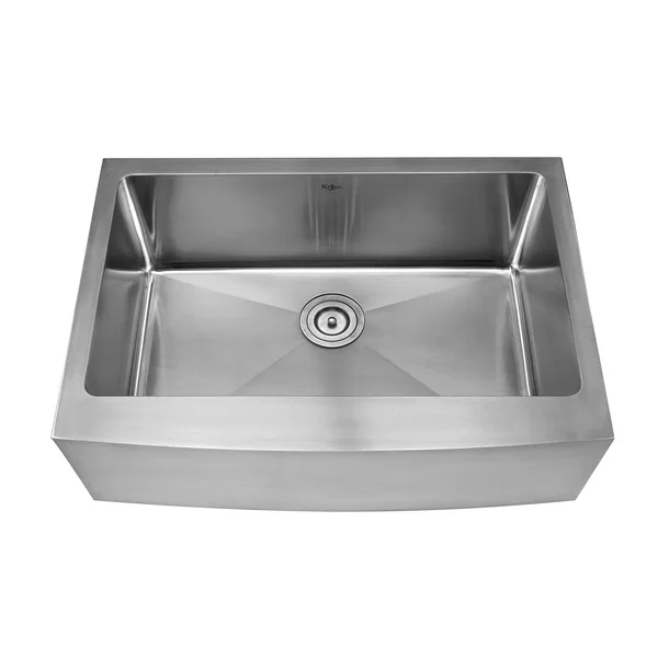 Kraus Stainless Steel Farmhouse Bowl Sink Combo Single Handle Kitchen Faucet