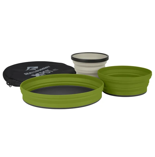 Sea to Summit X-Set Black Pouch/Olive Plate/Olive Bowl, 3 Piece