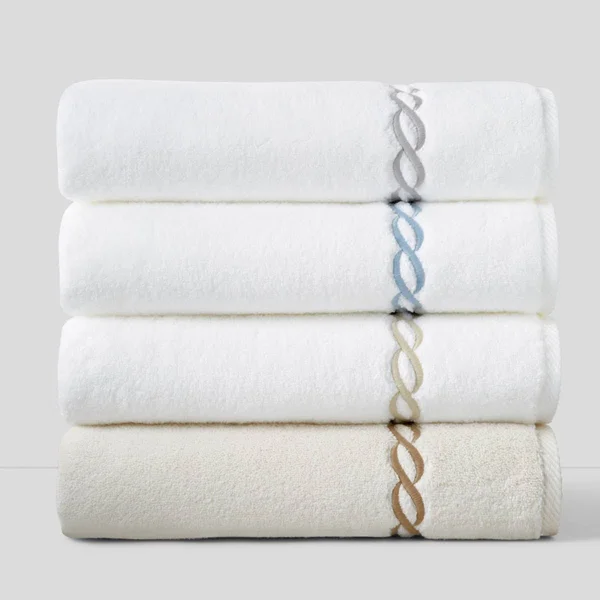Matouk Classic Chain Bath Towel - white/pearl Gray