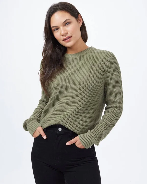 tentree Women's Highline Cotton Crew Sweater - Sustainably Made Sweaters & Cardigans - Organic Cotton - Red - Size: L