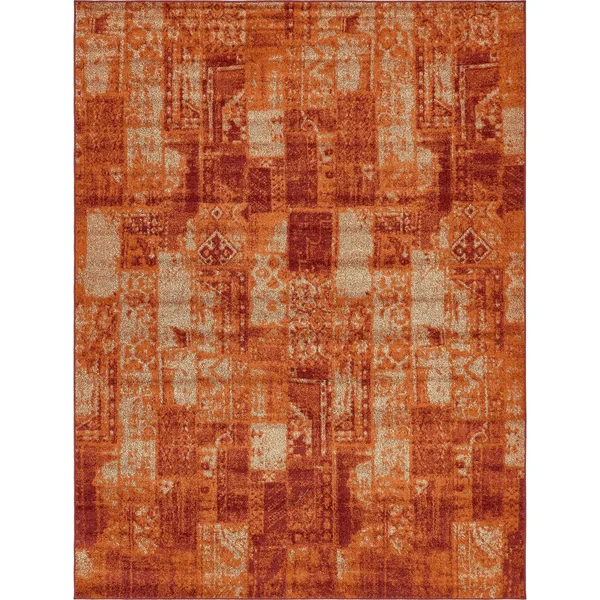 Unique Loom Autumn Plymouth Area Rug - 9& x 12& Terracotta