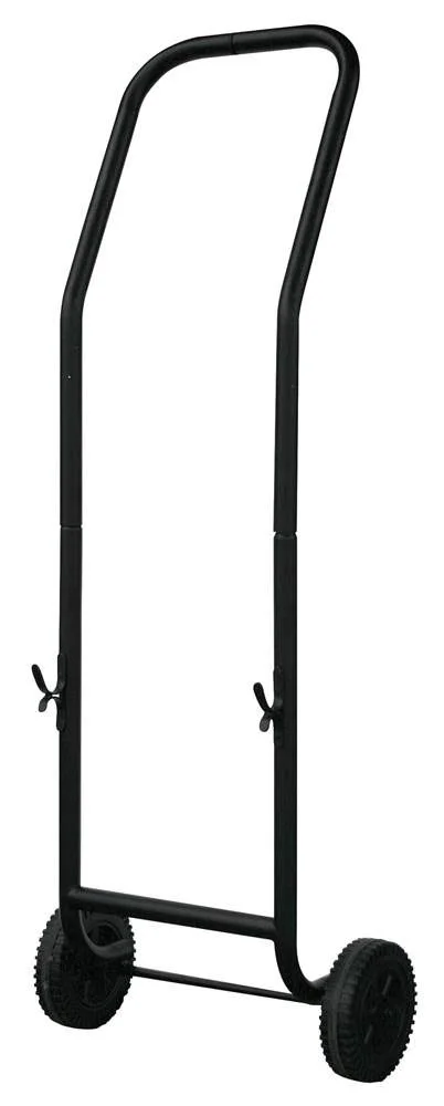 Uniflame W-1058 Large Black Wrought Iron Log Rack with Wheel and Removable Cart
