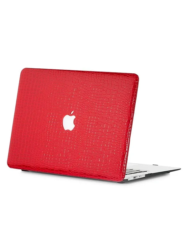 Chic Geeks Crimson Crocodile-Embossed MacBook Case - Crimson