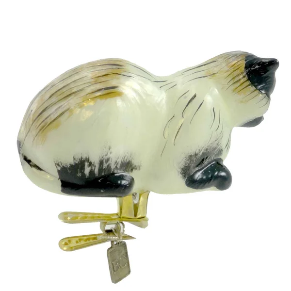 Holiday Ornament Kitty Clip- Multi Blown Glass Clip on Kitten Kitty Fur 70020