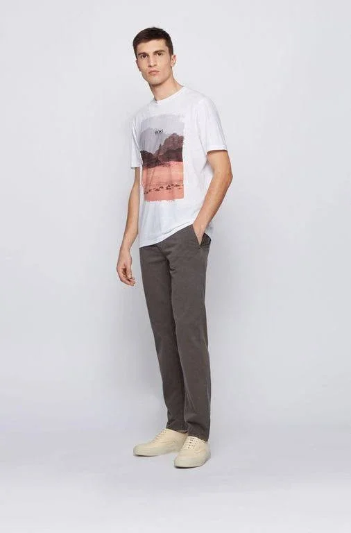 Hugo Boss - Slim Fit Casual Chinos in Brushed Stretch Cotton - Charcoal