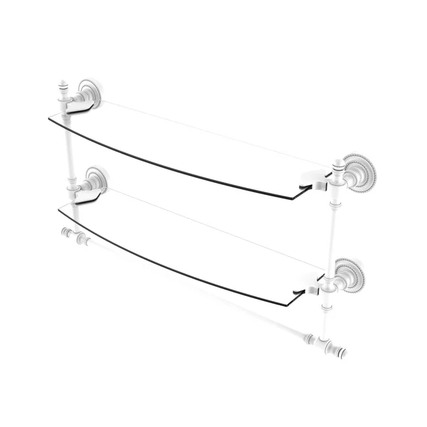 Allied Brass Retro Dot Collection Two Tiered Glass Shelf with Integrated Towel Bar - Matte White - 18 inch