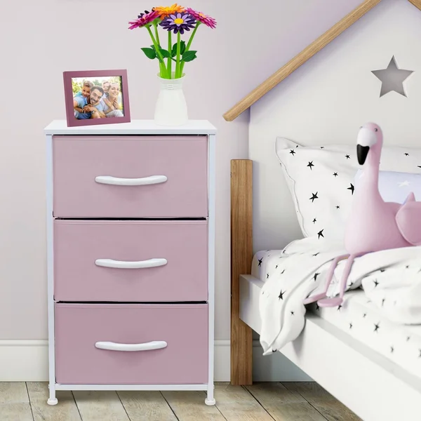 Sorbus 3-Drawers Chest Dresser - Pink